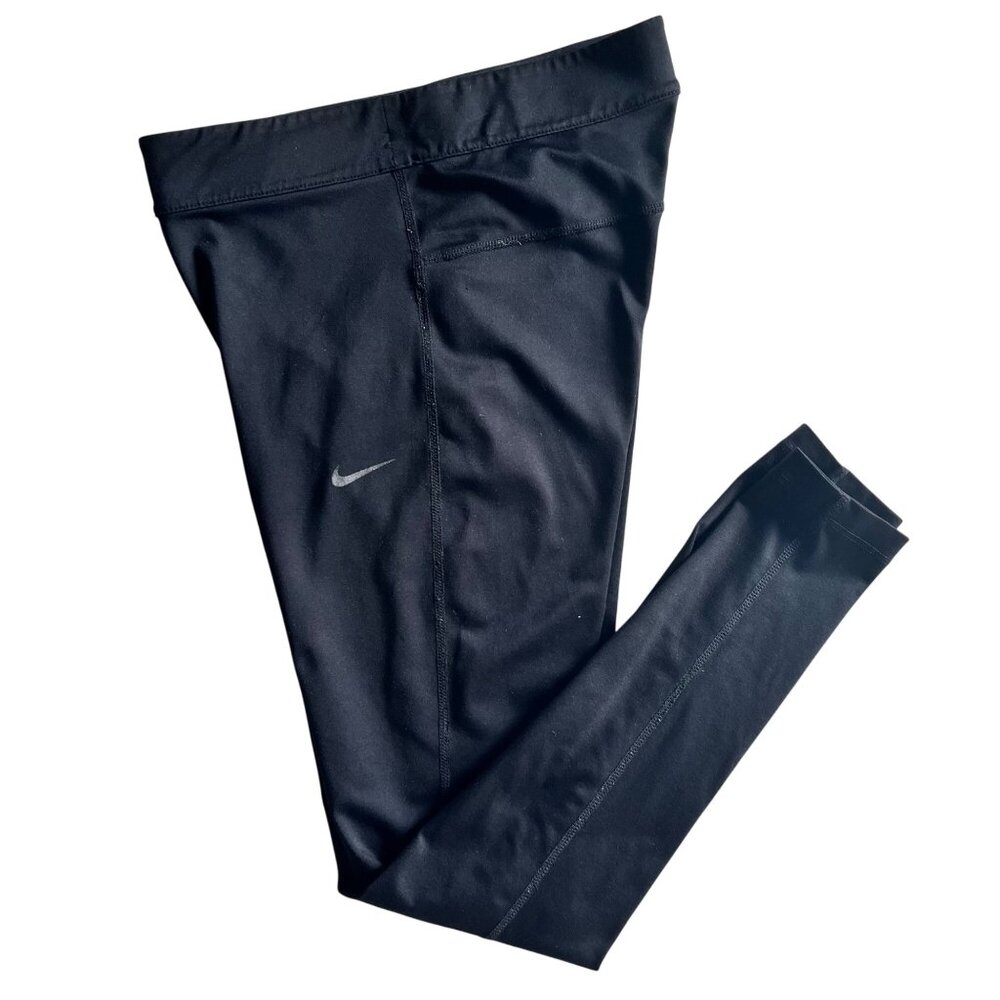 Nike Womens XS Black Dri-Fit Leggings With "Run Fast Live Fearless" Waistband